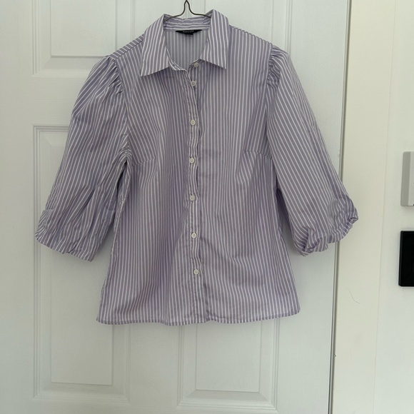 RW&CO. Lavender and White Striped Button-Down Shirt - Picture 3 of 7